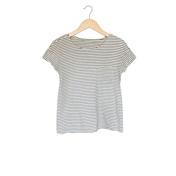 Mango MNG Women’s Striped T-Shirt SZ S – Black & White Cotton Tee - Picture 2 of 4